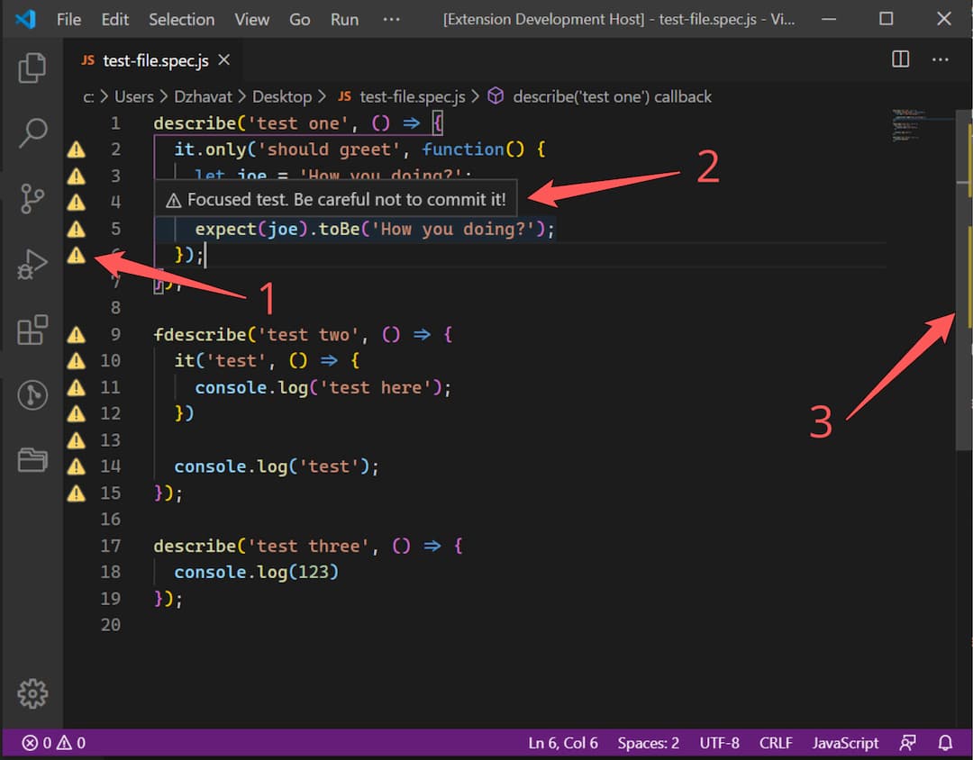 Test Focus Highlighter features